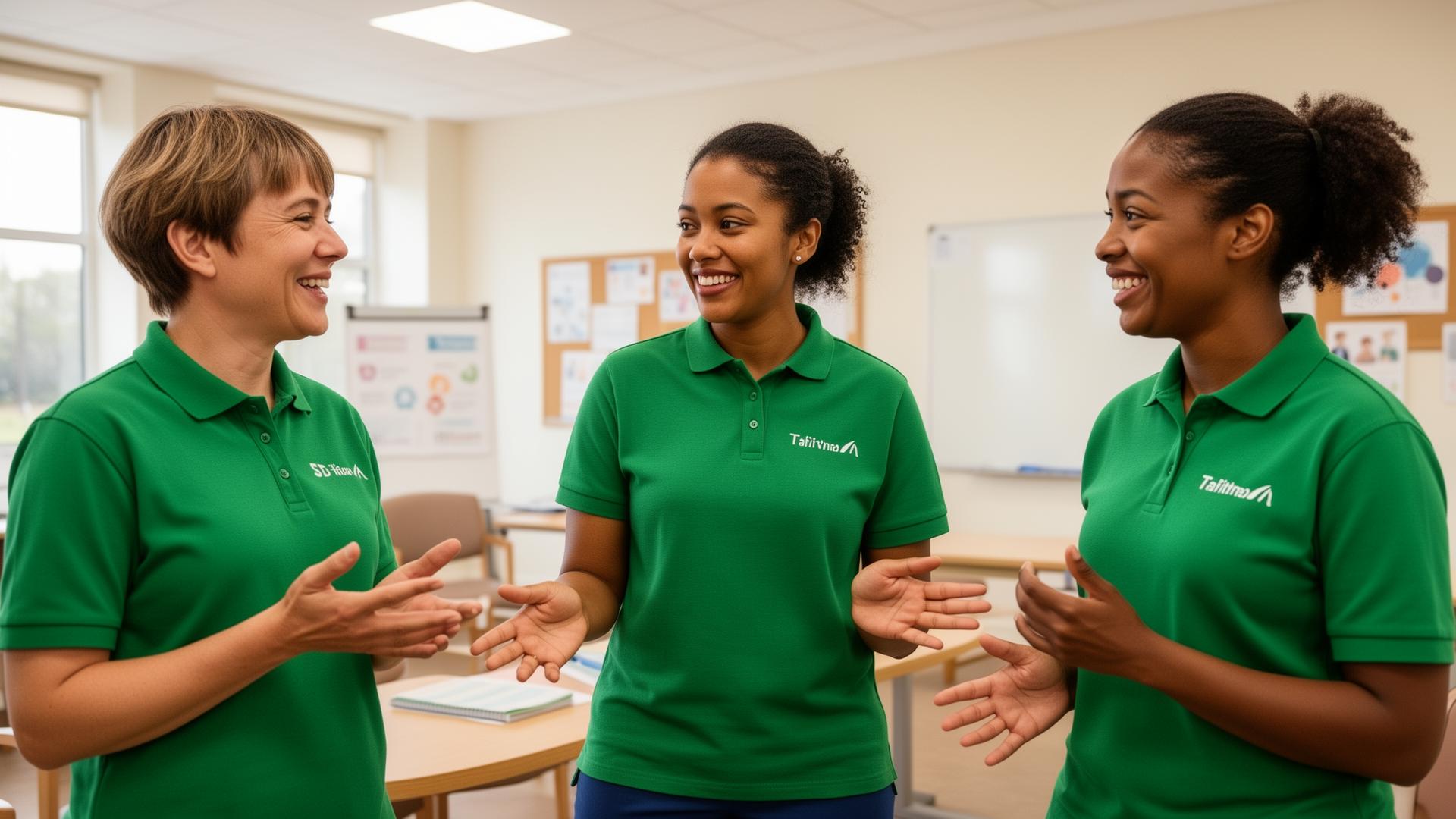 Diverse care team members training together
